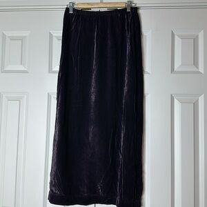 CP Shades Long Crushed Velvet Skirt Back Slit Deep Purple/Violet SzM